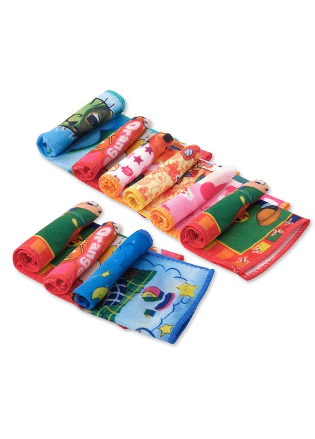 VOILA Set of 9 Multipurpose Cartoon Printed Towel Perfect for Daily Use Hand Face Towel and Cleaning